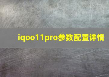 iqoo11pro参数配置详情