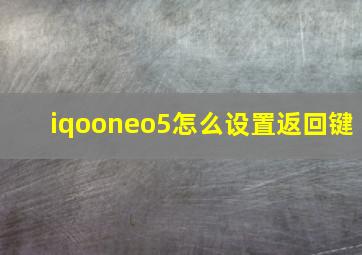 iqooneo5怎么设置返回键