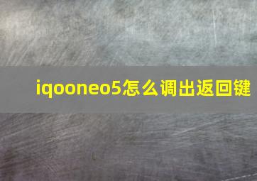 iqooneo5怎么调出返回键