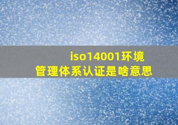 iso14001环境管理体系认证是啥意思(
