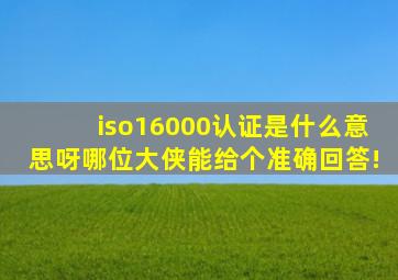 iso16000认证是什么意思呀(哪位大侠能给个准确回答!(