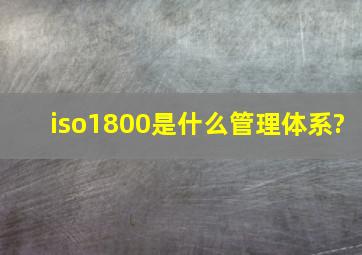 iso1800是什么管理体系?