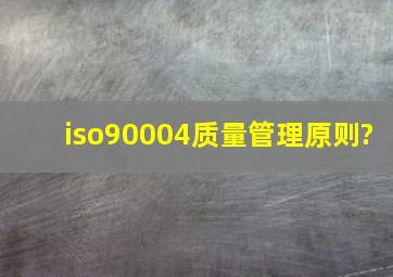 iso90004质量管理原则?