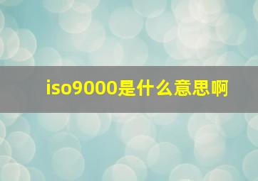 iso9000是什么意思啊 