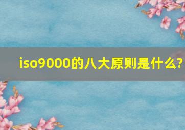 iso9000的八大原则是什么?