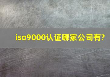 iso9000认证哪家公司有?