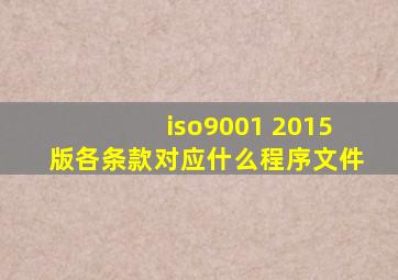 iso9001 2015版各条款对应什么程序文件