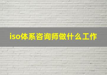 iso体系咨询师做什么工作