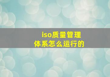 iso质量管理体系怎么运行的