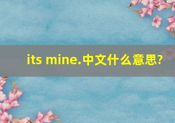 its mine.中文什么意思?