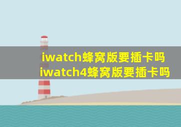 iwatch蜂窝版要插卡吗(iwatch4蜂窝版要插卡吗)