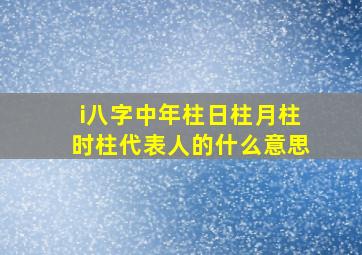 i八字中年柱日柱月柱时柱代表人的什么意思