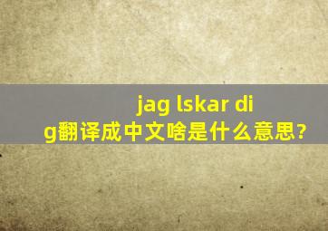 jag lskar dig翻译成中文啥是什么意思?