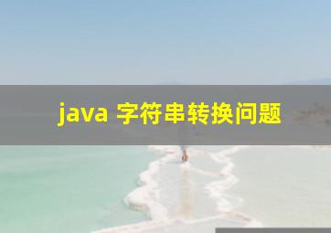 java 字符串转换问题