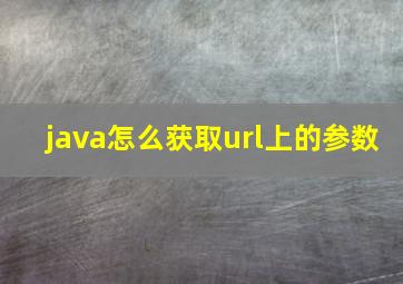 java怎么获取url上的参数