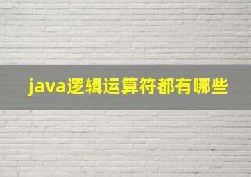 java逻辑运算符都有哪些