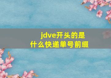 jdve开头的是什么快递单号前缀(