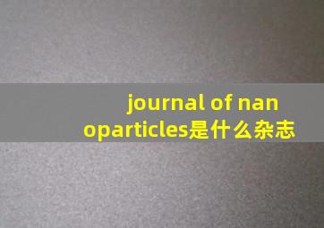 journal of nanoparticles是什么杂志