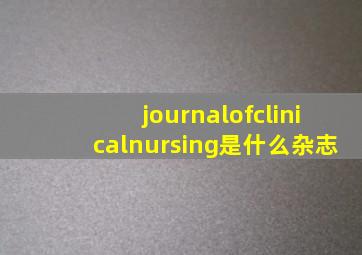 journalofclinicalnursing是什么杂志