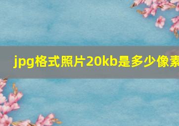 jpg格式照片20kb是多少像素(