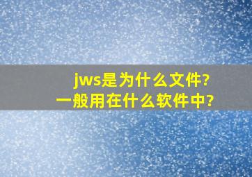 jws是为什么文件?一般用在什么软件中?