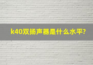 k40双扬声器是什么水平?