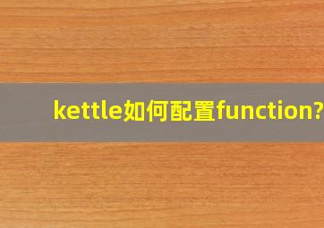 kettle如何配置function?