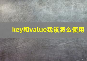 key和value我该怎么使用