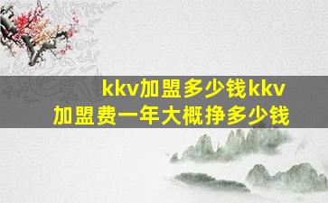 kkv加盟多少钱kkv加盟费一年大概挣多少钱