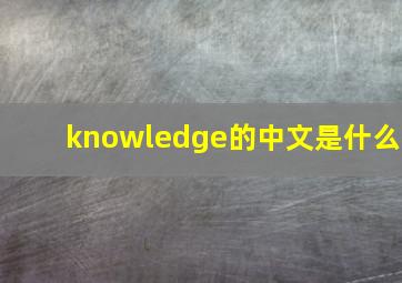 knowledge的中文是什么