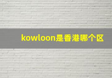 kowloon是香港哪个区(
