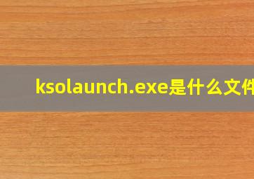 ksolaunch.exe是什么文件?