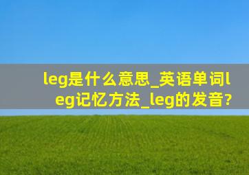 leg是什么意思_英语单词leg记忆方法_leg的发音?