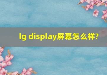 lg display屏幕怎么样?