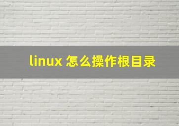 linux 怎么操作根目录