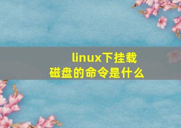 linux下挂载磁盘的命令是什么