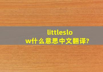 littleslow什么意思中文翻译?