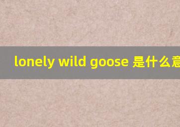 lonely wild goose 是什么意思?