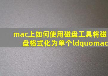 mac上如何使用磁盘工具将磁盘格式化为单个“mac