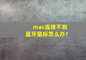 mac连接不到蓝牙鼠标怎么办?