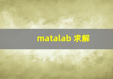 matalab 求解