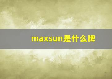 maxsun是什么牌(