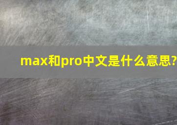 max和pro中文是什么意思?