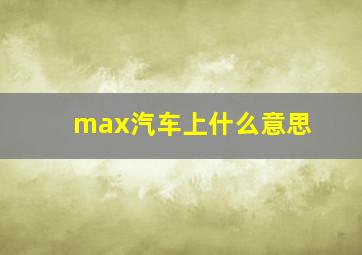 max汽车上什么意思