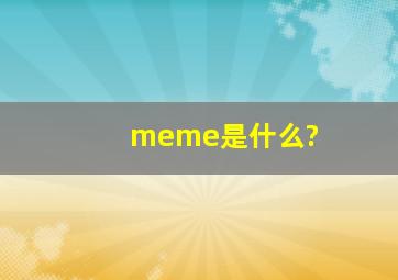 meme是什么?