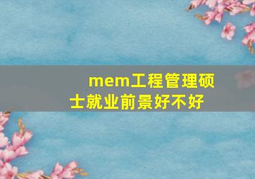 mem工程管理硕士就业前景好不好