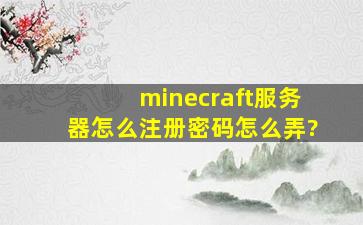 minecraft服务器怎么注册,密码怎么弄?