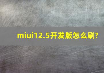 miui12.5开发版怎么刷?