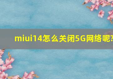 miui14怎么关闭5G网络呢?