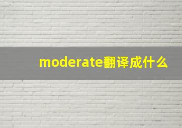 moderate翻译成什么